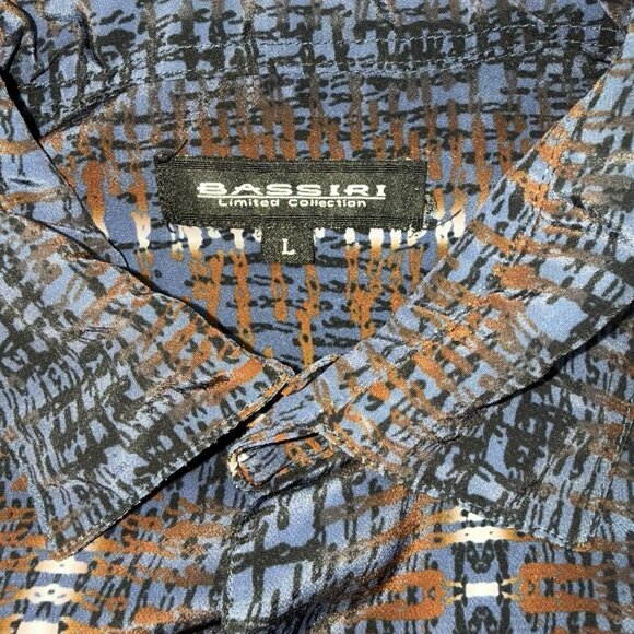 Bassiri Limited Collection Mens L Multicolor Striped Short Sleeve Shirt - Picture 7 of 8